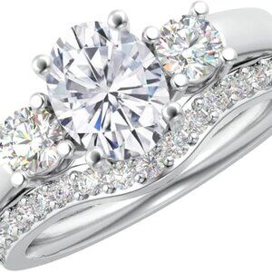 1 Carat Oval 14K White Gold LAB GROWN Gemstone and LAB GROWN Diamond Wedding Set